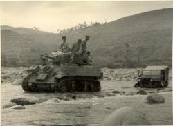 A Stuart tank crossing a rivulet