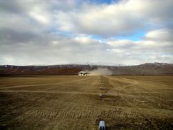 Landing run with dust trails