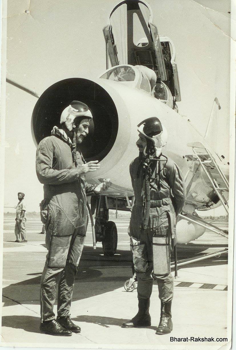 Sqn Ldr M Banerji with Air Chief Marshal Arjan Singh - right after he had given a flight to the Chief. This was in May 1968. 