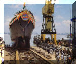 The training ship Tir, enters the water for the first time, during her launch at Cochin SY. Image © MoD Annual Report, 1985-86 via Titash Sridharan