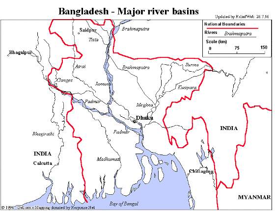 Map showing river basins of Bangladesh (then East Pakistan)