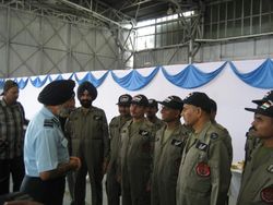 Air Marshal K D Singh with the Flight Engineers